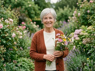 SynthID removed: Garden portrait with flowers